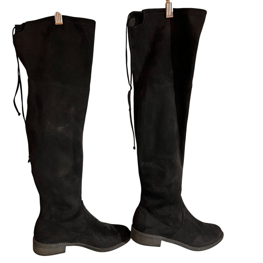 No Parking Womens Kordial Black Suede Over The Knee Boots Size 7.5 Tie Closure